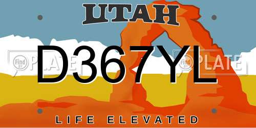 D367YL Utah License Plate