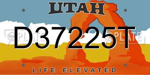 D37225T Utah License Plate