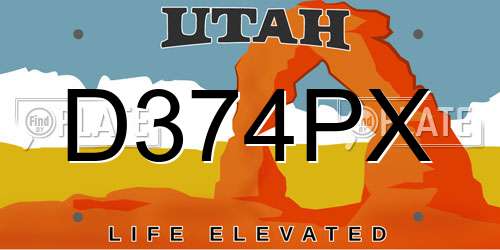 D374PX Utah License Plate
