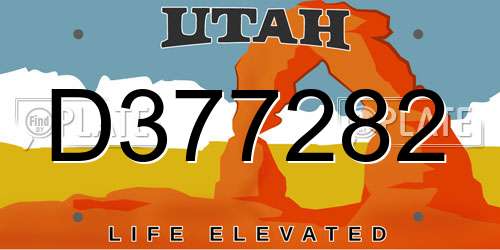 D377282 Utah License Plate