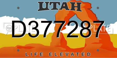 D377287 Utah License Plate