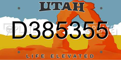 D385355 Utah License Plate