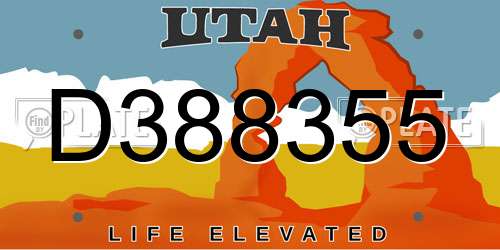D388355 Utah License Plate