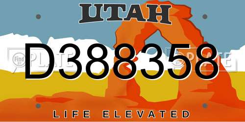 D388358 Utah License Plate