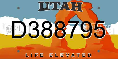 D388795 Utah License Plate
