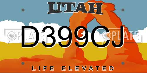 D399CJ Utah License Plate
