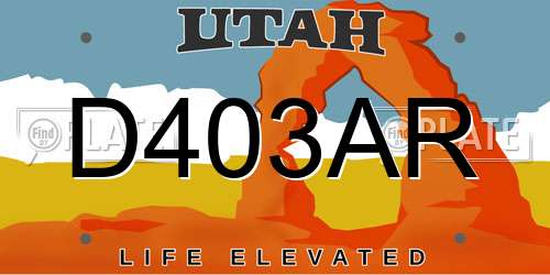 D403AR Utah License Plate