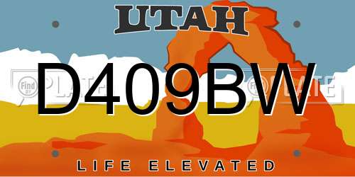 D409BW Utah License Plate