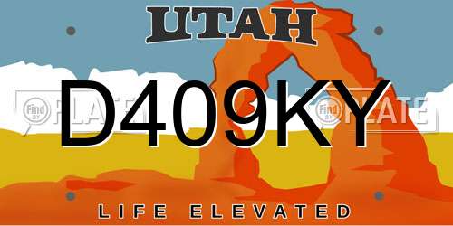 D409KY Utah License Plate