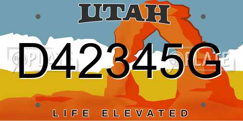D42345G Utah License Plate