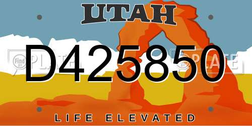 D425850 Utah License Plate