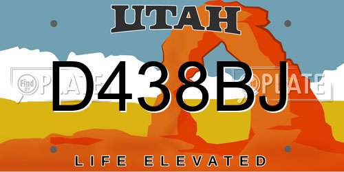 D438BJ Utah License Plate
