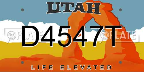 D4547T Utah License Plate