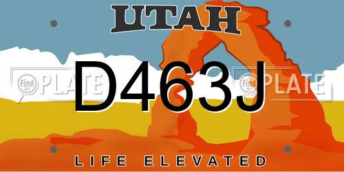 D463J Utah License Plate