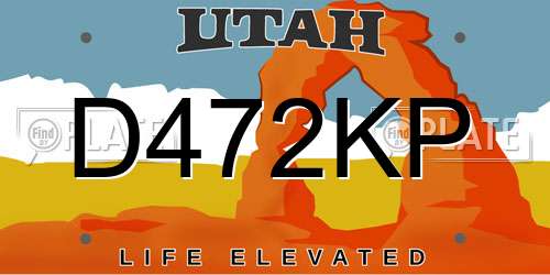D472KP Utah License Plate