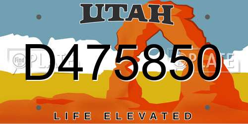 D475850 Utah License Plate