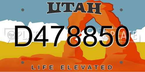 D478850 Utah License Plate