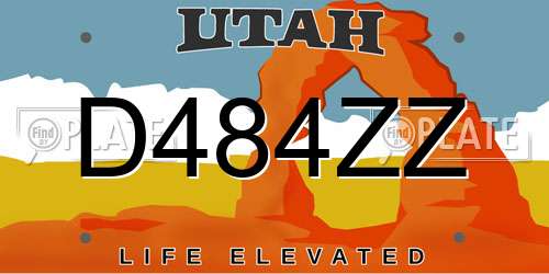 D484ZZ Utah License Plate