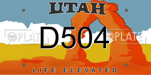 D504 Utah License Plate