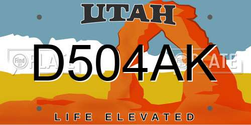 D504AK Utah License Plate