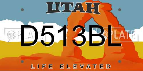 D513BL Utah License Plate