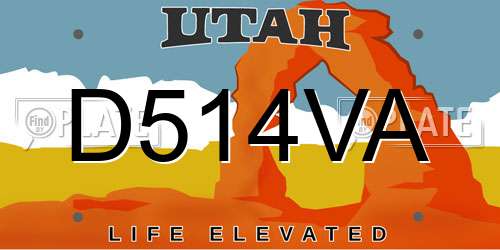 D514VA Utah License Plate