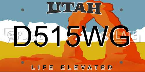 D515WG Utah License Plate