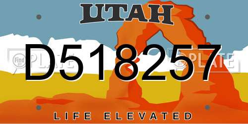 D518257 Utah License Plate
