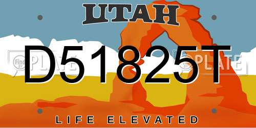 D51825T Utah License Plate