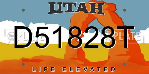D51828T Utah License Plate