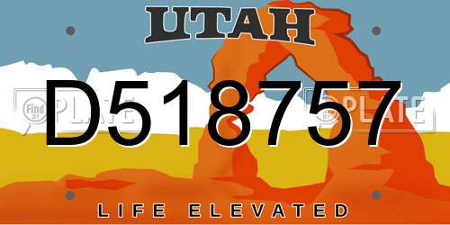 D518757 Utah License Plate