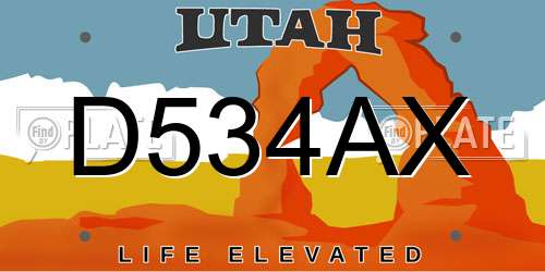 D534AX Utah License Plate