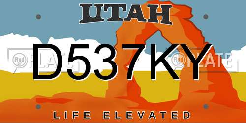 D537KY Utah License Plate