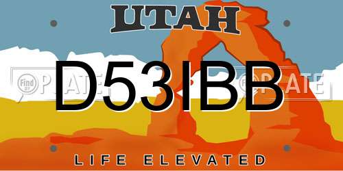D53IBB Utah License Plate