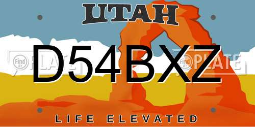 D54BXZ Utah License Plate