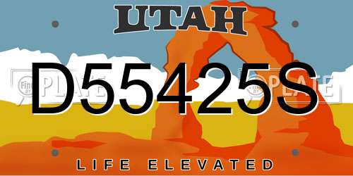 D55425S Utah License Plate