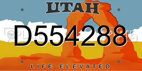 D554288 Utah License Plate