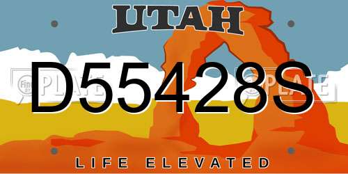 D55428S Utah License Plate