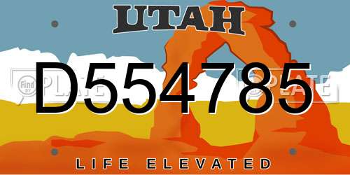 D554785 Utah License Plate