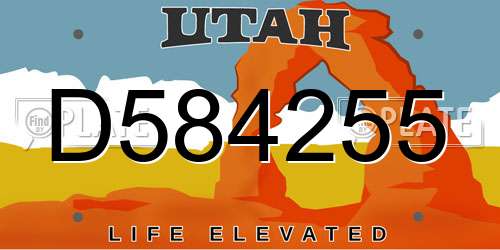 D584255 Utah License Plate