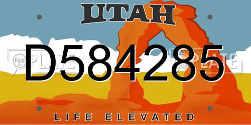 D584285 Utah License Plate