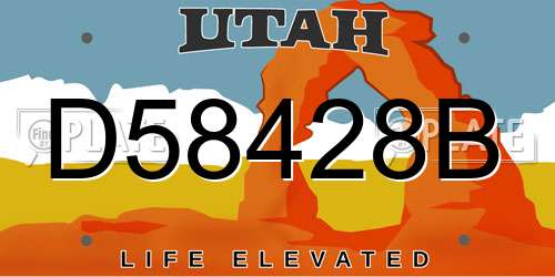 D58428B Utah License Plate