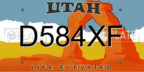 D584XF Utah License Plate