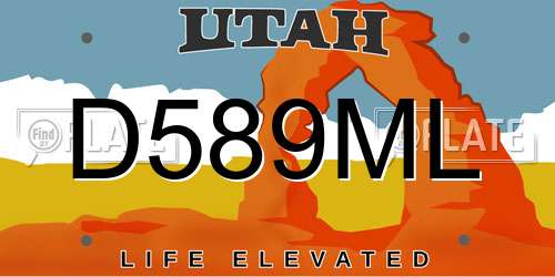 D589ML Utah License Plate