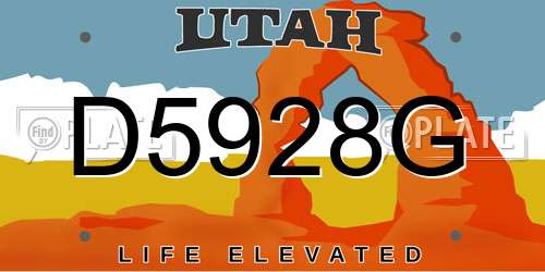 D5928G Utah License Plate