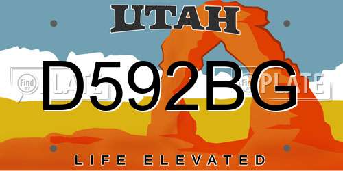 D592BG Utah License Plate
