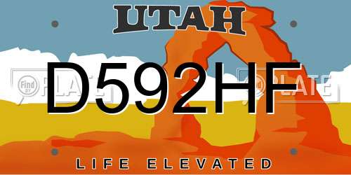 D592HF Utah License Plate