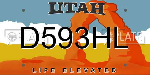 D593HL Utah License Plate