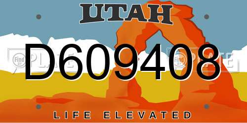 D609408 Utah License Plate