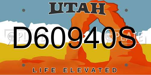D60940S Utah License Plate